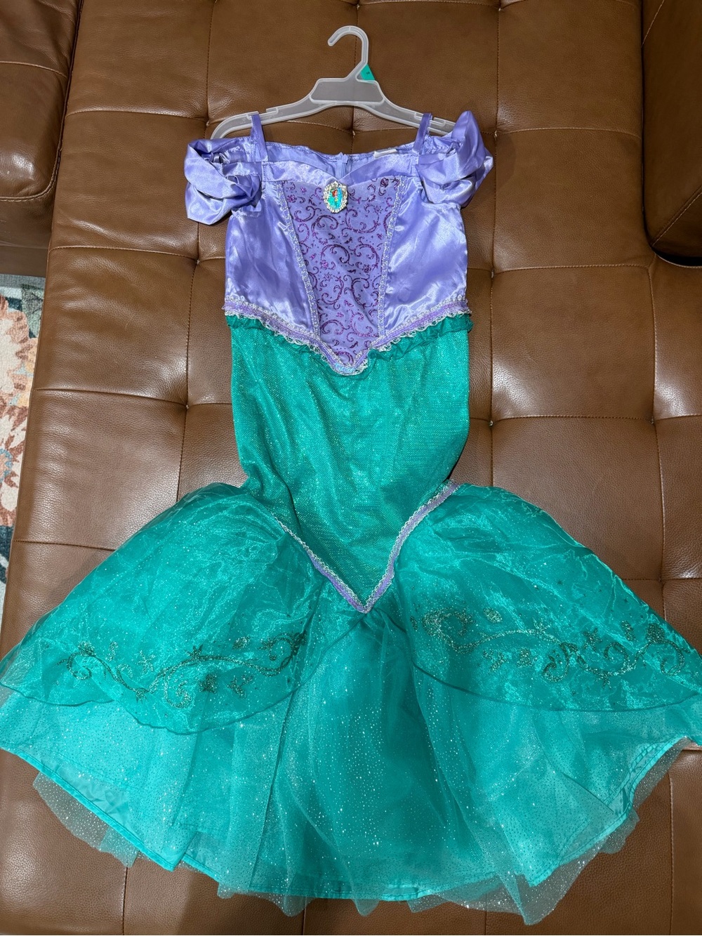 Disney Girls Little Mermaid Ariel Costume Dress Purple Green Glitter Size M 7/8